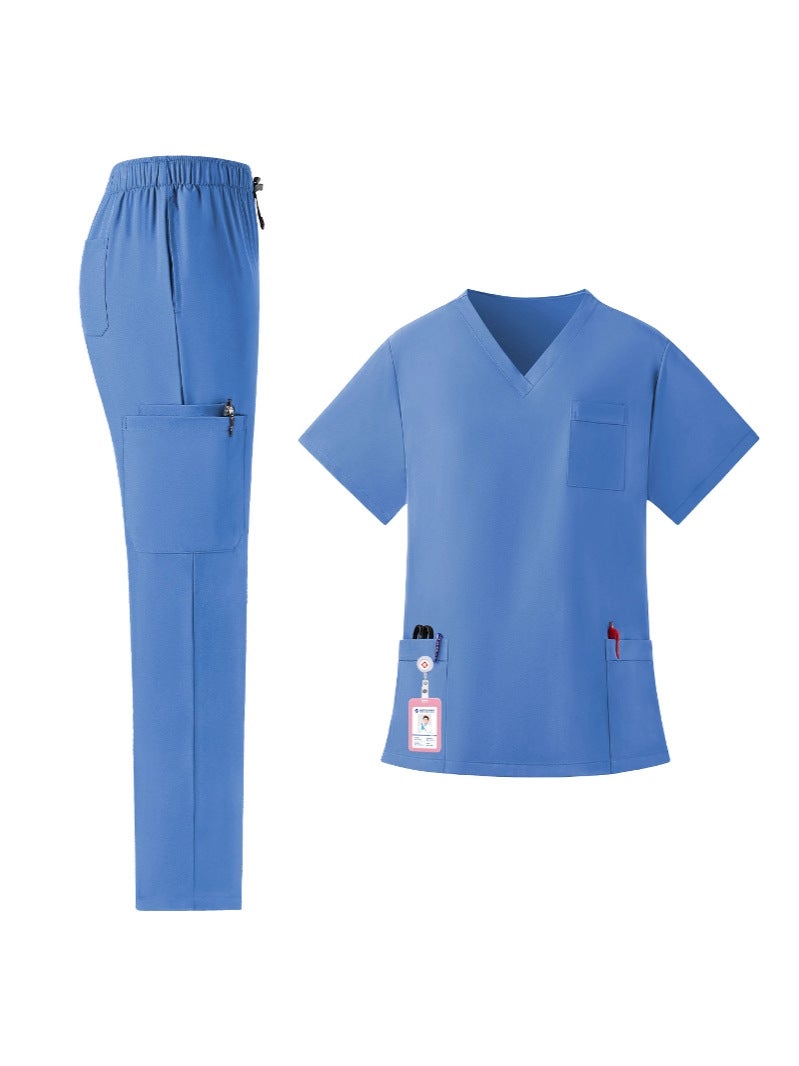 Unisex Medical Nurse Uniform Set – Slim-Fitting Moisture-Wicking Summer Work Clothes - Image 3